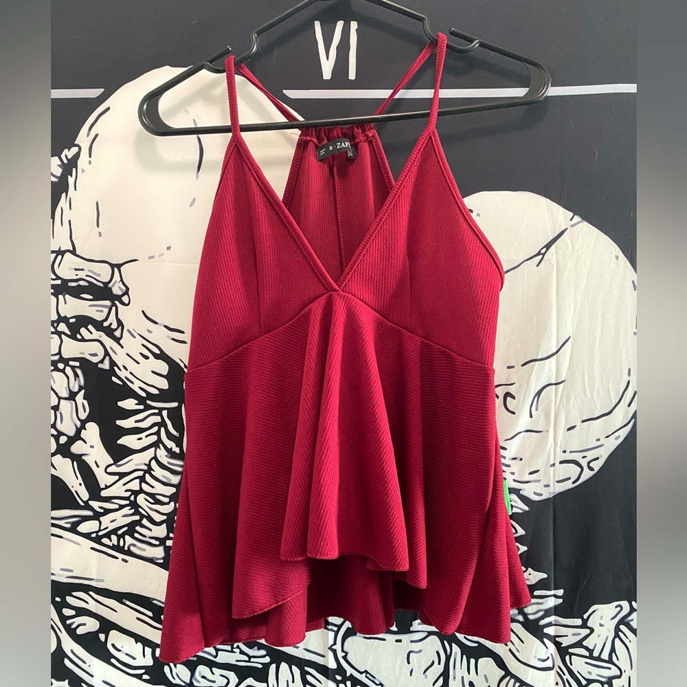 Ruffled high low tank top